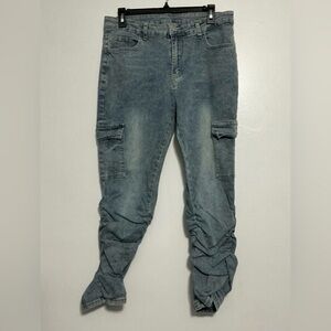 Stylish Denim Cargo Ruffled Leg Jeans for Women